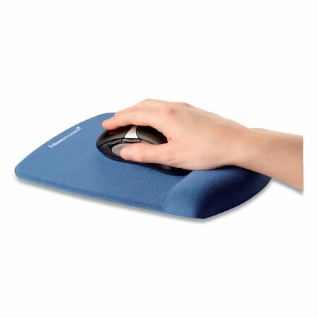 Fellowes Mouse Pad, Wrist Rest, Foam, Blue, 7x9 FEL9287301